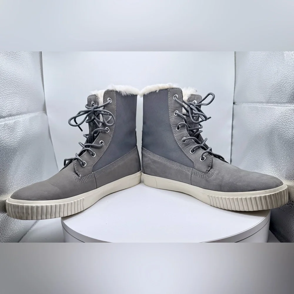 Timberland Gray Faux Fur Lined Winter Boots ReBOTL Women’s Size‎ 9